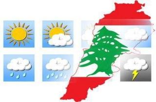 الطقس في لبنان غدا الاثنين غائم مع إرتفاع بالحرارة وإحتمال امطار خفيفة مساء
