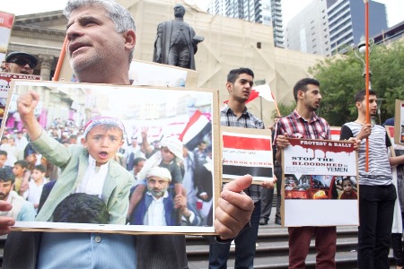 جاليات ترفض الحرب على اليمن من ملبورن الاسترالية