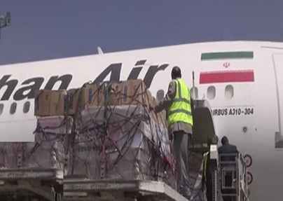 طائرة مساعدات ايرانية وصلت الى صنعاء