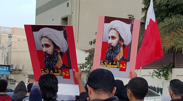 البحرينيون يتظاهرون تنديداً بجريمة إعدام النمر.. الصنقور: الانتصارات في الصراعات الطائفية