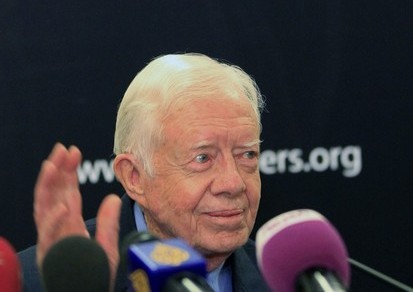 Former U.S. President Jimmy Carter speaks during a joint news conference with Diplomat Lakhdar Brahimi in Khartoum May 27, 2012. (Reuters)
