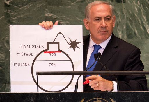 Zionist Premier Benjamin Netanyahu drawing the red line for Iran at the UNGA in New York