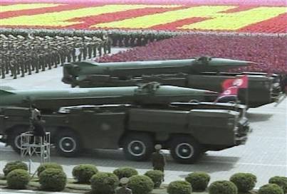 N. Korea Stages Largest Parade Displaying Long-Range Missiles
