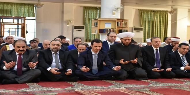 President Assad Performs Eid al-Adha Prayers in Damascus
