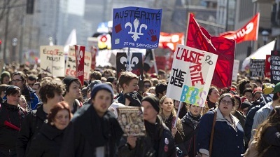Des milliers de manifestants contre l’austérité à Montréal