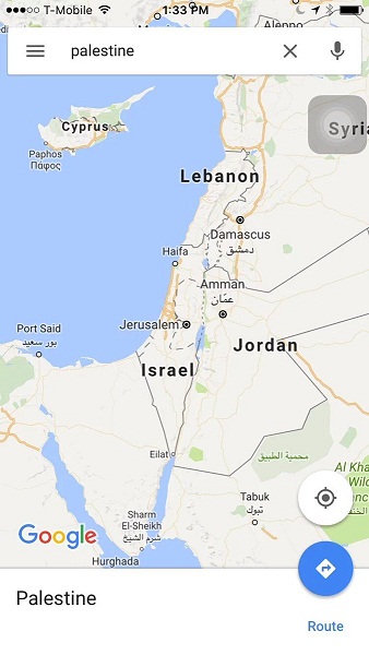 Selon Google Maps, la Palestine n’existe plus!