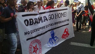 Protestas en Madrid contra la visita de Obama