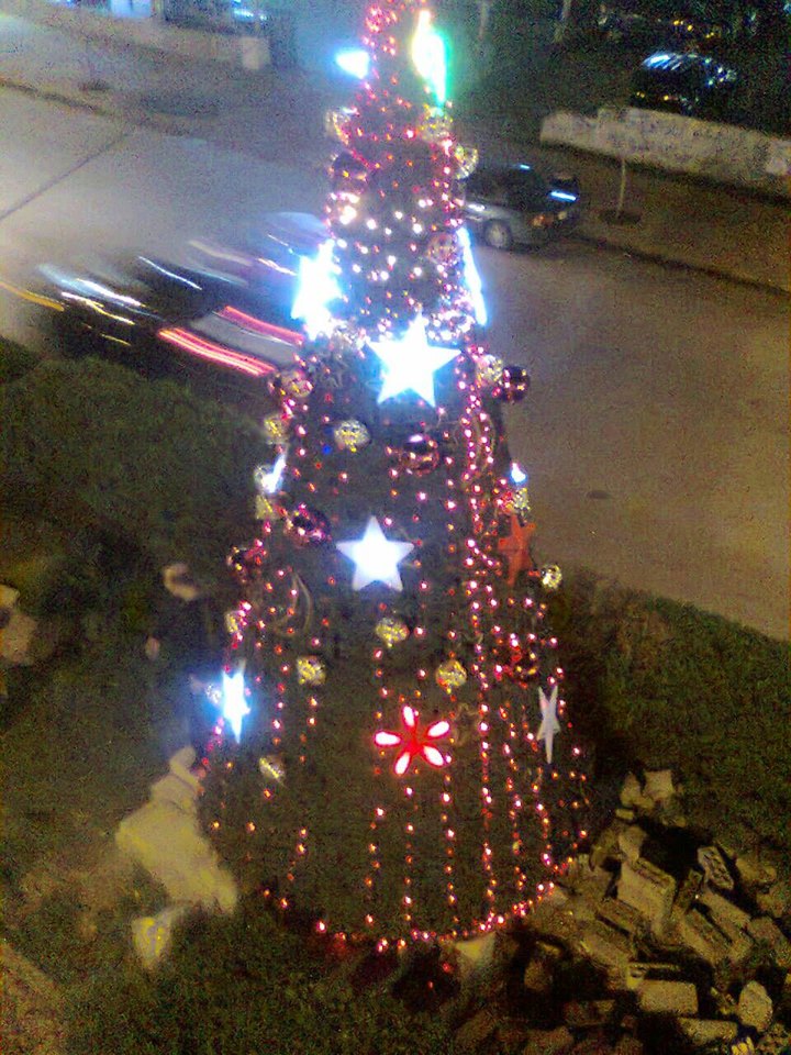 بلدية برج البراجنة تضيء شجرة المحبة والسلام على طريق المطار