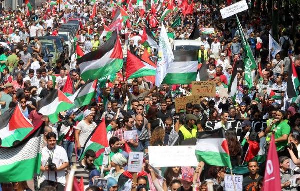 توقيف 10 اشخاص اثناء تظاهرة تاييد للفلسطينيين في بروكسل