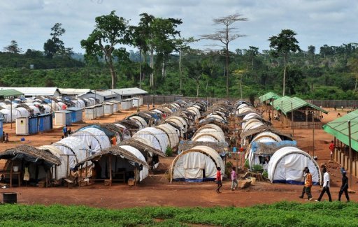 Archive: a camp for the displaced in the region of Duekoue, west of Ivory Coast