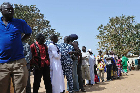 Senegali citizens snaked in long lines outside voting stations