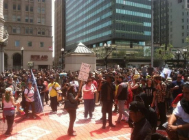 Occupy Wall Street protest in Oakland city of California, U.S. on May Day 2012