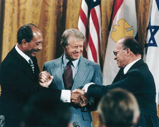 Anwar El Sadat and Menachem Begin 