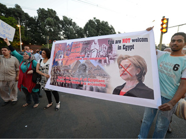 Protests against Clinton's visit