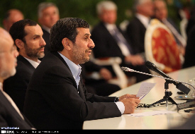 Iranian President Mahmoud Ahmadinejad during the Nowruz Third International Summit