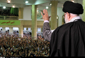 Supreme Leader Grand Ayatollah Sayyed Ali Khamenei greeting Iranian teachers; May 2, 2012