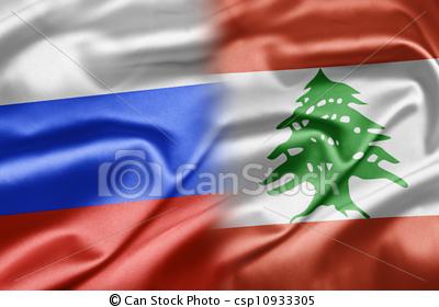 Lebanese and Russian flags