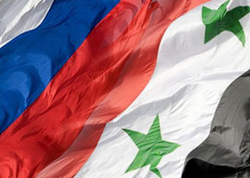 Syrian and Russian flags