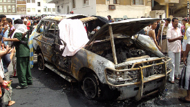 Yemen car bomb explosion in the city of Aden; July 2011