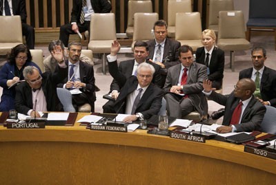 UN Security Council votes for the resolution on Syria; April 21, 2012