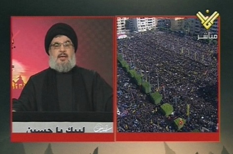 Sayyed Nasrallah addressing crowds