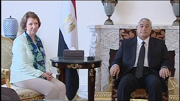 Ashton Meets Mansour, al-Sisi in Cairo