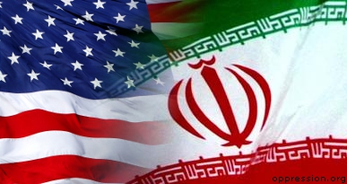 USA, Iran flags
