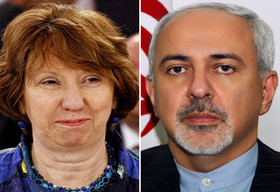 European Union foreign policy chief Catherine Ashton (R), Iranian Foreign MInister Mohammad Javad Zarif (L)