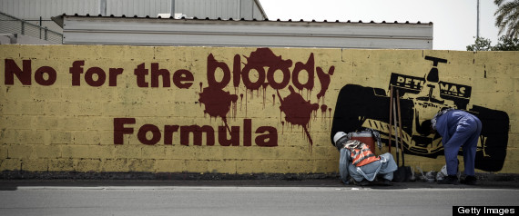 Bahrain: anti-Formula 1 race graffitti