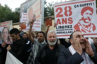 Lebanese Rally at French Embassy to Protest Delay in Freeing Abdallah