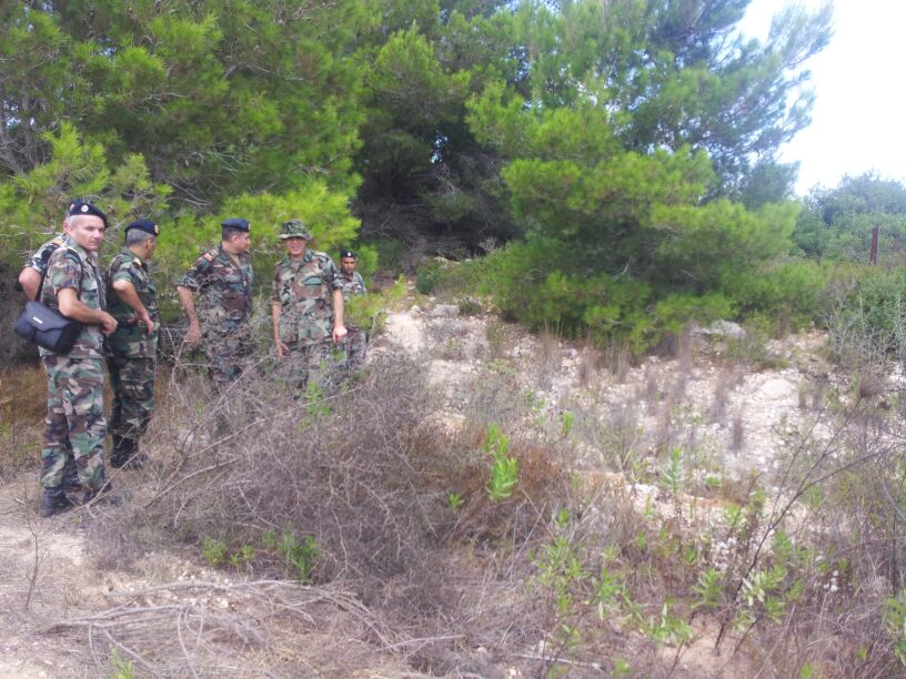 Lebanese army soldiers inspecting the explosion site in Labbouneh