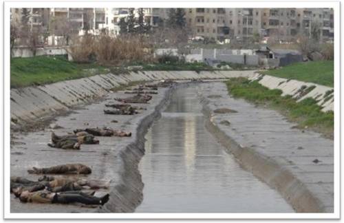 Dead bodies in Syria river