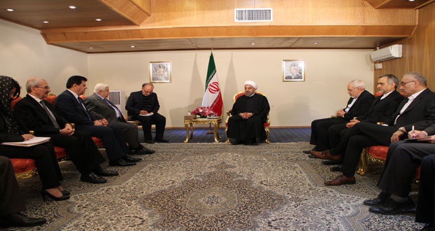 President Rouhani Meets Al-Moallem, Stresses Iran Support to Syria
