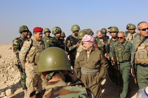 Kurdish Leader Barzani Visits Liberated Singar, Hails Victories against ISIL