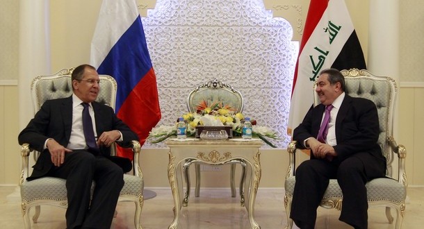 Russian Foreign Minister Sergey Lavrov (L), Iraqi Foreign Minister Hoshyar Zebari (R)