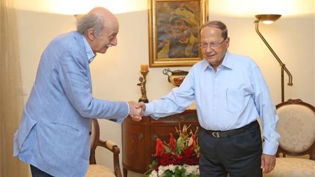 Jumblatt Receives Aoun, Warns against Lebanon’s Joining Anti-ISIL Coalition