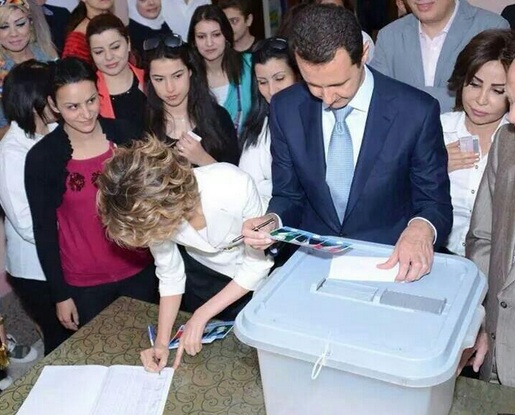 President Assad and his Wife Casting their Ballots