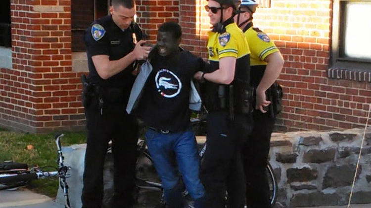 Baltimore police arresting Freddie Gray, who died later  