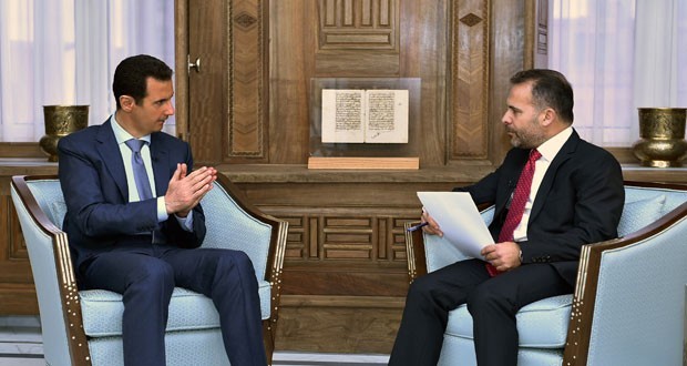 President Assad during interview with Swedish newspaper