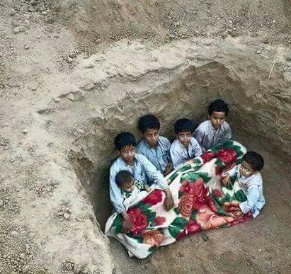 Saada Children Shelter in Holes to Escape Saudi Raids