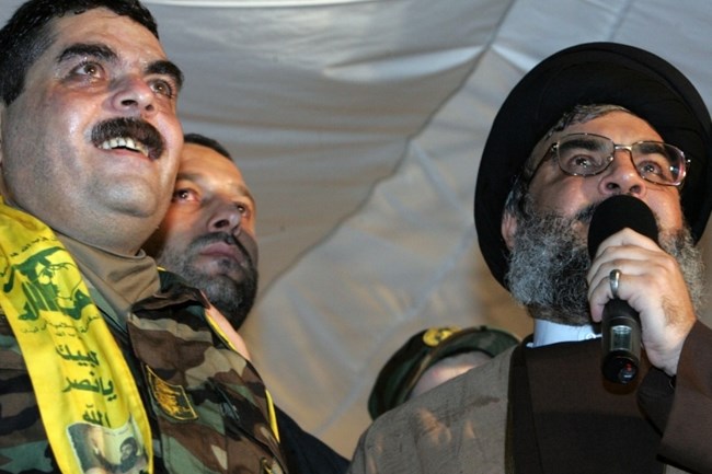 Sayyed Nasrallah with Kuntar upon his release