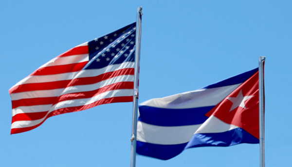 Cuba, US flags