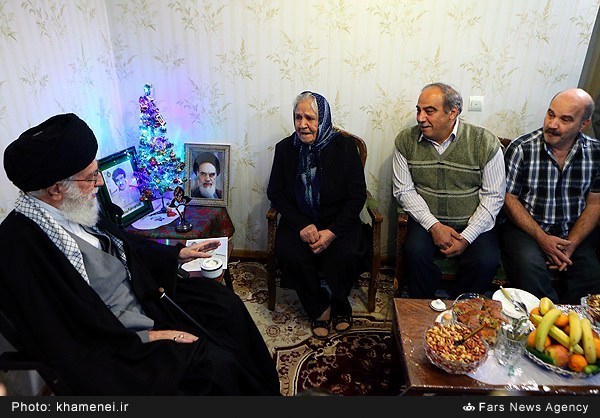 Supreme Leader of the Islamic Revolution of Iran Grand Ayatollah Sayyed Ali Khamenei paying visit to family of martyr Robert Lazar; Dec. 24, 2015