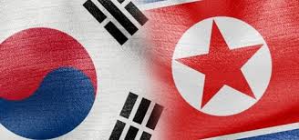 North, South Korea flags