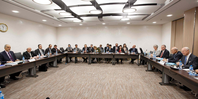 Geneva: Syrian Gov’t Delegation Meets de Mistura, Jaafari Says Meeting Positive