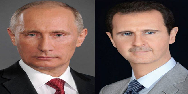 Putin Condoles Assad on Martyrs of Terrorist Blasts