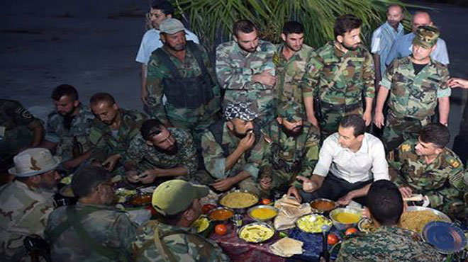 President Assad Joins Iftar with Syrian Troops on Frontlines
