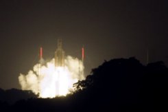 Ariane rocket launches two telecoms satellites