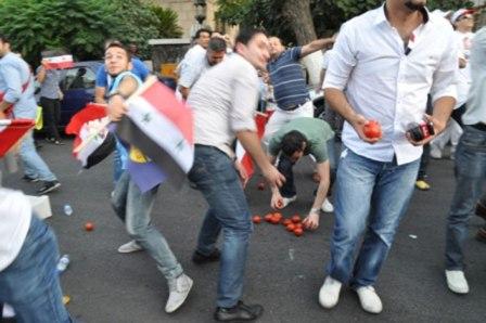 Syrian Protesters Pelt US Envoy with Stones, Tomatoes
