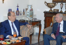 Aoun, Bassil Discuss ’Economic, Social Issues’ with Karami
